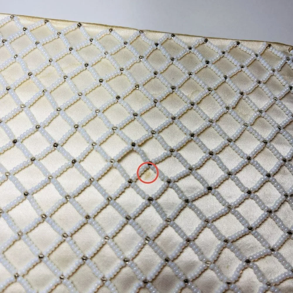 Vintage Richere‎ Clutch White Ivory Seed Beaded Evening Bag Purse Bridal